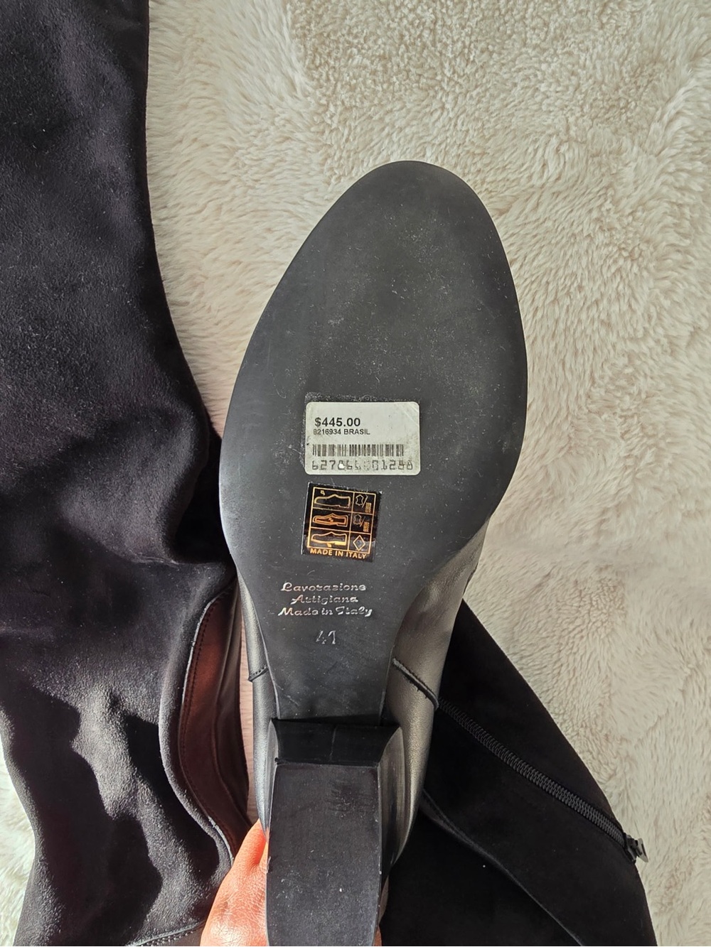 NWT RUDSAK Brasil Black Over-the-Knee Block Heel Boots Suede and Leather size 41 - Picture 6 of 6